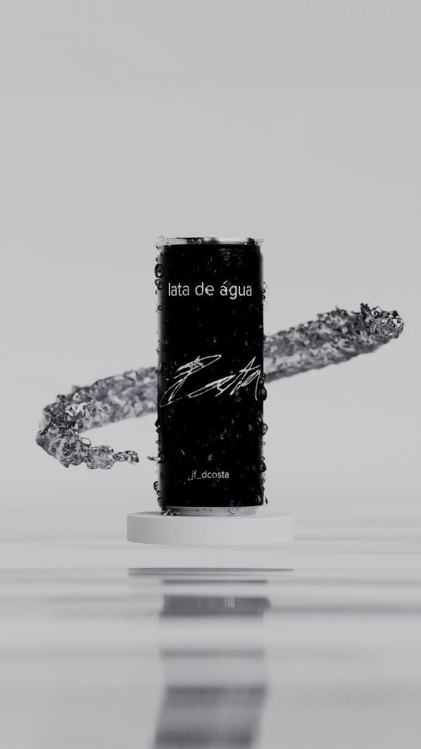Black Cano Water can with an animated water splash, rendered in Blender